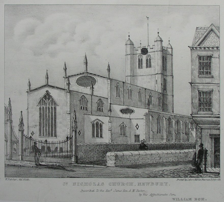 Lithograph - St. Nicholas Church, Newbury. - Le